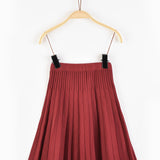 חצאית סריג קפלים - בורדו