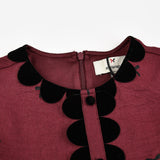 שמלת פפיונים עם כפתורים - בורדו