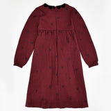 שמלת פפיונים עם כפתורים - בורדו