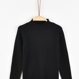 חולצת סריג חצי גולף - שחור