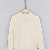 חולצת סריג חצי גולף - בז'