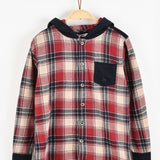 קפוצ'ון משבצות עם כפתורים - אדום