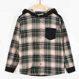 קפוצ'ון משבצות עם כפתורים - ירוק