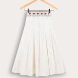 חצאית חגורה מעוטרת - שמנת