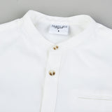 חולצה מכופתרת עם צווארון סיני - לבן