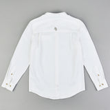 חולצה מכופתרת עם צווארון סיני - לבן