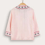 Ribbon-tied knit shirt - pink