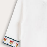 Knitted blouse with floral decoration - cream