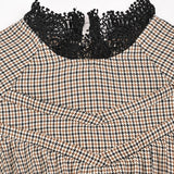 שמלת פליסה גימור תחרה - חום