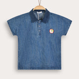 חולצת ג'ינס עם צווארון - כחול