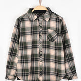 חולצת משבצות מכופתרת - ירוק