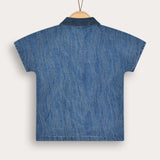 חולצת ג'ינס עם צווארון - כחול