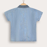 חולצת ג'ינס עם צווארון - תכלת