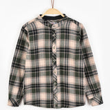 חולצת משבצות עם צווארון סיני - ירוק