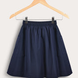 Midi skirt with pockets - Navy