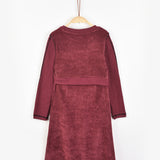 שמלת קטיפה עם תחנת רוח - בורדו