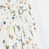 Floral sarafan with gathers - white