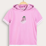 חולצה קייצית עם קפוצ'ון - ורוד