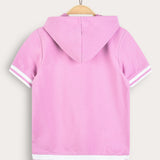 חולצה קייצית עם קפוצ'ון - ורוד