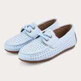 נעלי מוקסין עם שרוכים - תכלת