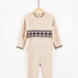 אוברול בשילוב וסט סריג - אבן