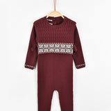 אוברול בשילוב וסט סריג - בורדו