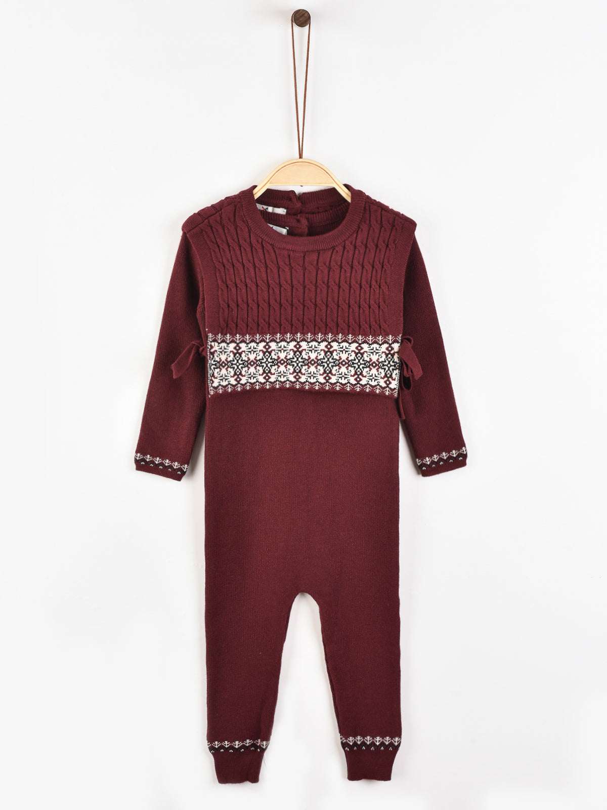 אוברול בשילוב וסט סריג - בורדו