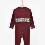 אוברול בשילוב וסט סריג - בורדו