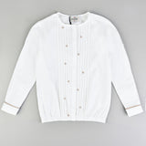 חולצת קפלים עם רקמה - בז'