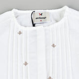 חולצת קפלים עם רקמה - בז'