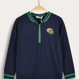 Ribbed zip-up shirt - Navy