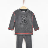 חליפת בייבי תחנת רוח - אפור