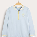 Shirt with zipper extension rib - light blue