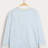 Shirt with zipper extension rib - light blue