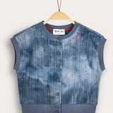 Tie-dye vest with buttons - blue