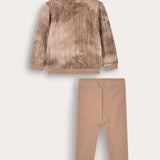 Tie-dye set with embroidery - beige