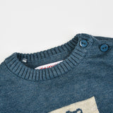 סוודר בסיומת ריב - כחול