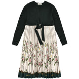 שמלת קפלים בשילוב סריג - ירוק