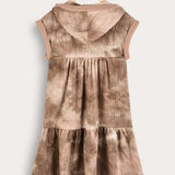 Tie-dye sarafan with hoodie - beige