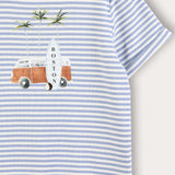 חולצת פסים עם הדפס - כחול