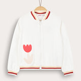 קרדיגן בומבר עם רוכסן - לבן