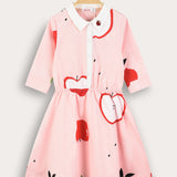 Button-down dress with collar - pink