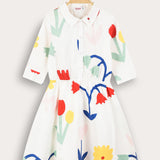 Button-down dress with collar - white