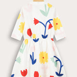 Button-down dress with collar - white