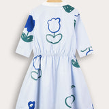 Button-up dress with collar - light blue