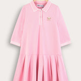 שמלת פולו עם צווארון - ורוד