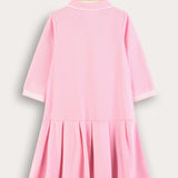 שמלת פולו עם צווארון - ורוד