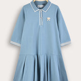 שמלת פולו עם צווארון - כחול
