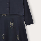 Metallic print robe with cardigan - Navy