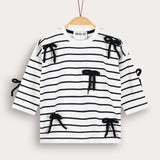 חולצת פסים עם פפיונים - נייבי